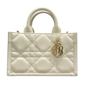 DIOR/ChristianDior Dior Book Tote Bag Mini White Calf Skin Tote Bag